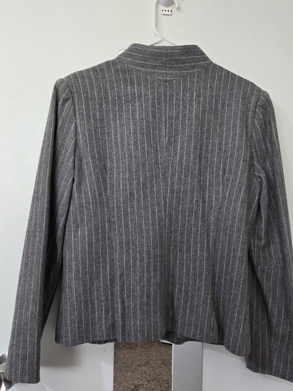 Wool Vintage Simone Alexander Betty Woodard Pinstripe Skirt Suit Set Grey - Picture 4 of 7